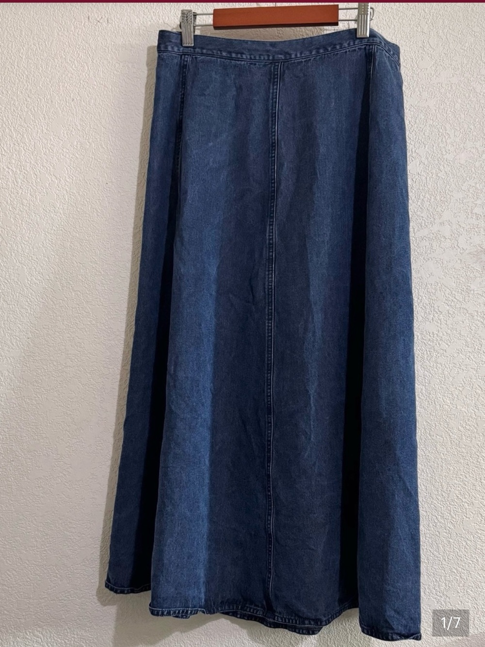 LL Bean vintage Classic Dark Blue Denim Maxi Skirt EUC 100% tencel